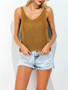 Casual V-Neck Scalloped Hem Plain Sleeveless T-Shirt