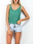 Casual V-Neck Scalloped Hem Plain Sleeveless T-Shirt