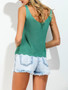 Casual V-Neck Scalloped Hem Plain Sleeveless T-Shirt