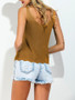 Casual V-Neck Scalloped Hem Plain Sleeveless T-Shirt