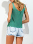 Casual V-Neck Scalloped Hem Plain Sleeveless T-Shirt