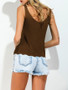 Casual V-Neck Scalloped Hem Plain Sleeveless T-Shirt