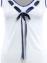 Casual Bowknot Contrast Trim Deep V-Neck Sleeveless T-Shirt