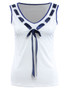 Casual Bowknot Contrast Trim Deep V-Neck Sleeveless T-Shirt