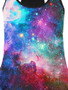 Casual Racerback Galaxy Printed Sleeveless T-Shirt