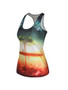 Casual Dreamy Racerback Printed Round Neck Sleeveless T-Shirt