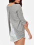 Casual Round Neck Patchwork Plain Long Sleeve T-Shirt