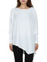 Casual Oversized Asymmetric Hem Plain Batwing Long Sleeve T-Shirt