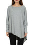 Casual Oversized Asymmetric Hem Plain Batwing Long Sleeve T-Shirt