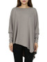 Casual Oversized Asymmetric Hem Plain Batwing Long Sleeve T-Shirt