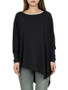 Casual Oversized Asymmetric Hem Plain Batwing Long Sleeve T-Shirt