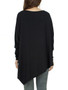 Casual Oversized Asymmetric Hem Plain Batwing Long Sleeve T-Shirt