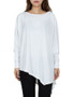 Casual Oversized Asymmetric Hem Plain Batwing Long Sleeve T-Shirt