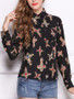 Casual Turn Down Collar Printed Blouse