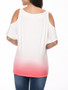 Casual Open Shoulder Gradient Short Sleeve T-Shirt