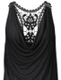 Casual Cowl Neck Decorative Lace Plain Sleeveless T-Shirt