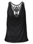 Casual Cowl Neck Decorative Lace Plain Sleeveless T-Shirt