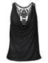 Casual Cowl Neck Decorative Lace Plain Sleeveless T-Shirt