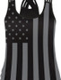 Casual Racerback US Flag Printed Sleeveless T-Shirt