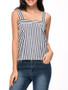 Casual Square Neck Vertical Striped Sleeveless T-Shirt