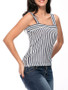 Casual Square Neck Vertical Striped Sleeveless T-Shirt