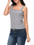 Casual Square Neck Vertical Striped Sleeveless T-Shirt