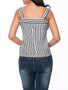 Casual Square Neck Vertical Striped Sleeveless T-Shirt