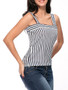 Casual Square Neck Vertical Striped Sleeveless T-Shirt