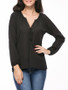 Casual Solid Chiffon Split Neck Lace-Up Long Sleeve T-Shirt