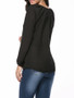 Casual Solid Chiffon Split Neck Lace-Up Long Sleeve T-Shirt