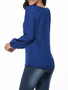 Casual Solid Chiffon Split Neck Lace-Up Long Sleeve T-Shirt