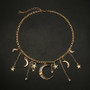 Boho Gold Crystal Star Moon Pendant Necklace
