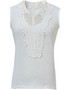 Casual V-Neck Decorative Lace Plain Sleeveless T-Shirt