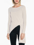 Casual Asymmetric Hem Vented Plain Long Sleeve T-Shirt