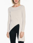 Casual Asymmetric Hem Vented Plain Long Sleeve T-Shirt