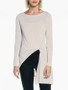 Casual Asymmetric Hem Vented Plain Long Sleeve T-Shirt