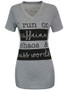 Casual Stylish Awesome Letters V-Neck Short Sleeve T-Shirt