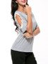 Casual Open Shoulder Decorative Lace Short Sleeve T-Shirt