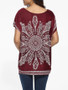 Casual Batwing Round Neck Cotton Tribal Printed Short Sleeve T-Shirt