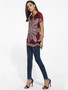 Casual Batwing Round Neck Cotton Tribal Printed Short Sleeve T-Shirt