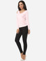 Casual Hollow Out Plain Courtly Asymmetric Neckline Long Sleeve T-shirt