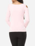 Casual Hollow Out Plain Courtly Asymmetric Neckline Long Sleeve T-shirt