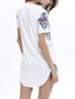 Casual Tribal Printed V-Neck Short Sleeve T-Shirt With Curved Hem