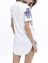 Casual Tribal Printed V-Neck Short Sleeve T-Shirt With Curved Hem