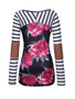 Casual Round Neck Floral Striped Long Sleeve T-Shirt