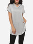 Casual Plain Pockets Delightful V Neck Short-sleeve-t-shirt