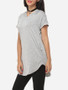 Casual Plain Pockets Delightful V Neck Short-sleeve-t-shirt