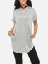 Casual Plain Pockets Delightful V Neck Short-sleeve-t-shirt