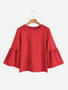 Charming Designed Round Neck Plain Bell Long Sleeve T-Shirt