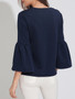 Charming Designed Round Neck Plain Bell Long Sleeve T-Shirt